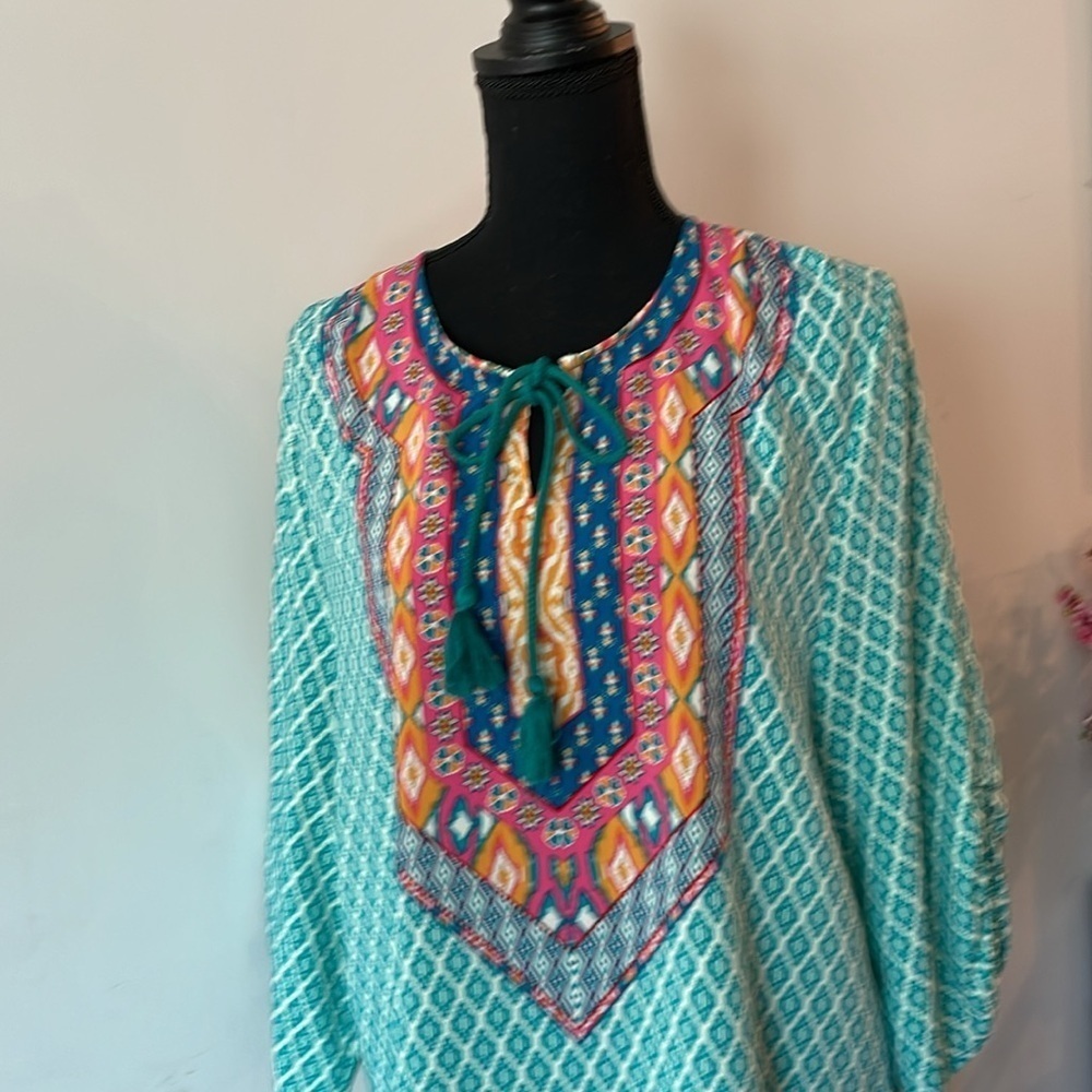 Urban CoCo Tunic Mini Dress Size XL Multicolored BohoStyle Ethnic Inspired Print - Picture 6 of 12